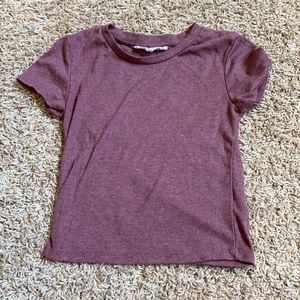 plum colored short sleeved shirt